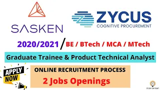 SASKEN | ZYCUS Off Campus Drive for 2020/2021 batch Graduates | Apply Now!