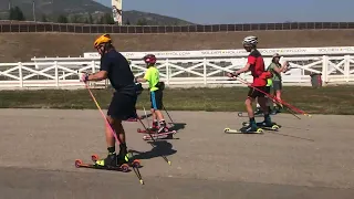 Norway's Klaebo roller skiing with Park City athletes at SOHO. Video: Michele Roepke