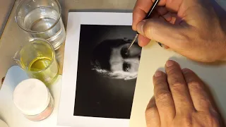 Spot retouching in black and white silver gelatin photographs