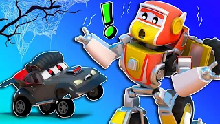 ROBOT CARS stop SCARY MONSTERS  | RoboFuse - Superhero Rescue | Trucks Videos for Children