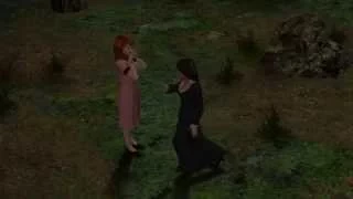 The Movies female vampire bites woman in a forest