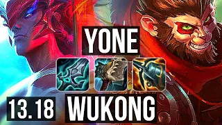 YONE vs WUKONG (TOP) | 2000+ games, 7 solo kills, 1.2M mastery, Dominating | NA Master | 13.18