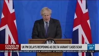 U.K. PM delays reopening as Delta variant cases soar