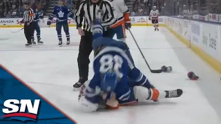 Rasmus Sandin Drops Gloves With Wahlstrom After Dangerous Hit On Auston Matthews