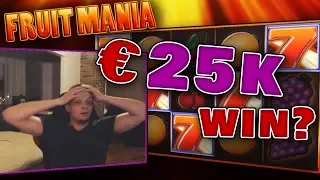 MY BIGGEST WIN EVER - MEGA HUGE HIT ON FRUIT MANIA 25€ BET!!