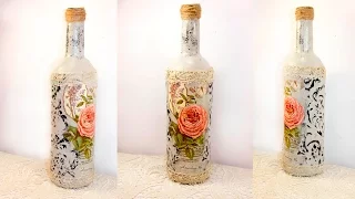 #31 decoupage lesson DIY decoupage bottles shabby chic decoupage on glass tutorial for beginners