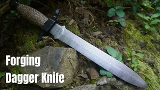 Knife Making. Forging a Damascus Dagger / 쩌는 절삭력! 다마스커스 대거 나이프 만들기