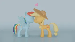 Rainbow Dash and Applejack Kissing