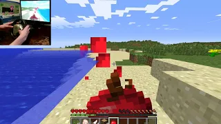 playing minecraft hardcore mode with a steering wheel