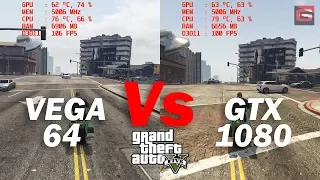 AMD Vega 64 vs GTX1080 | GTAV (Side By Side Comparison)