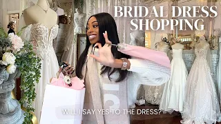 WEDDING DRESS SHOPPING | will I say yes to the dress? | try on with me | wedding series ep 1 | 2024