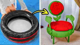 Meubles DIY Élégants : Transformer un vieux pneu en une belle chaise