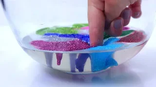 Adding Too Much Glitter To Clear Water Jiggly Slime! Satisfying slime asmr video #16