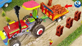 Top diy mini tractor making heavy trolley full of bricks loading || @sanocreator || @keepvilla