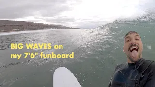 BIG DAY in MALIBU on MY 7'6" FUNBOARD POV ( 2 Fun waves)
