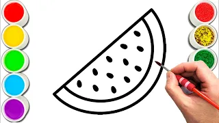 Watermelon Drawing, Painting & Coloring For Kids and Toddlers_ Child Art