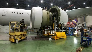 THAI Airways Boeing 777-300ER Engine Installation
