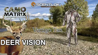 ScentLok Vertigo Tan hunting camo in Human and Deer Vision on 14 Backgrounds