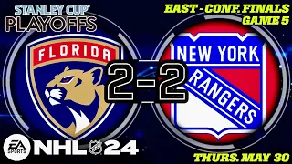 🔴 NHL Playoffs | East - Conf. Finals | Game 5 | (5)Florida Panthers @ (1)New York Rangers | NHL 24