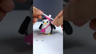 How to make an easy penguin with clay #youtubeshorts #youtubeshort #shorts #shortvideo #shortsvideo