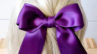 Laço de fita de cetim. Laço para adulto e infantil. DIY Satin Ribbon Bow