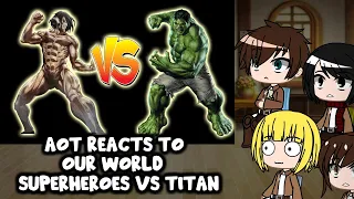 AOT react to our world (Superheroes VS. Titan)