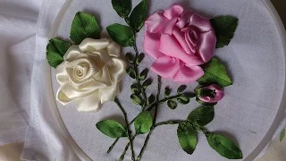 Hand embroidery designs. Ribbon embroidery by hand tutorial. Ribbon roses.