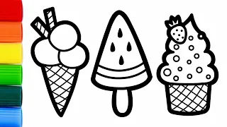 Drawing and Coloring Ice Cream for Kids and Toddlers // Child Art