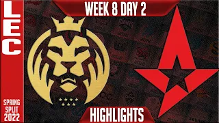 MAD vs AST Highlights | LEC Spring 2022 W8D2 | MAD Lions vs Astralis