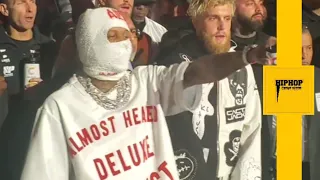 Lil Durk walks out with Jake Paul at Jake Paul vs Nate Diaz fight