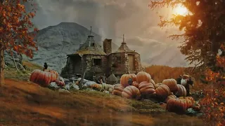 Hogwarts Autumn 🍂 Hagrid's Hut ◈ Harry Potter inspired Ambience   Falling Leaves + Rain showers