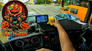 ASMR 🇩🇪 POV Truck Driving 2023 Scania | Halloween In Germany | 4k New Gopro