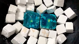 Dyed TEAL blocks with fresh cubes||oddly satisfying video