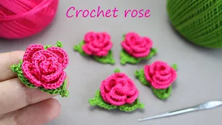Beautiful and very easy to crochet ROSE FLOWER for beginners ВЯЗАНИЕ КРЮЧКОМ цветы МАЛЕНЬКИЕ РОЗОЧКИ