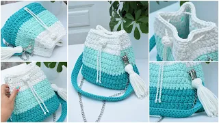 Crochet Torba handbag of T-shirt yarn