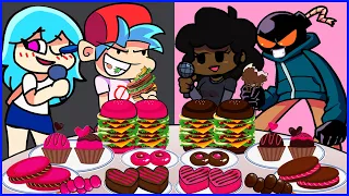 FRIDAY NIGHT FUNKIN CAROL - WHITTY - SKY PINK vs BLACK FOOD MUKBANG - FNF ANIMATION MUKBANG