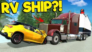 Running From the Police in a MASSIVE RV SHIP in BeamNG Drive Mods?!