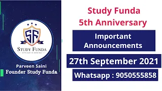 STUDY FUNDA 5th Anniversary : Important Announcement