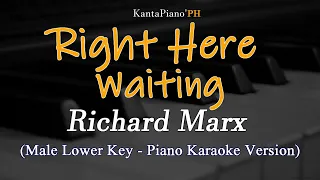 Right Here Waiting - Male Lower Key I Richard Marx (Piano Karaoke Version)