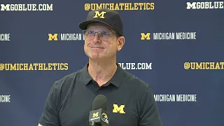 Jim Harbaugh press conference after Michigan beat Penn State, as he served suspension from Big Ten