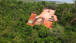 Part 8 Amazing Dump Truck Continuing The Job Construction Plantation Road - DOZER Pushing Red Soil