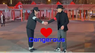 Michael Jackson's DANGEROUS street performance - Impersonator CAI JUN