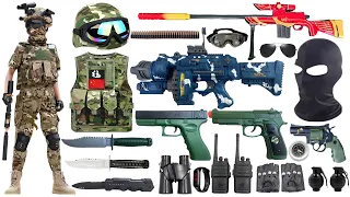 Special police weapon toy set unboxing, Gatling machine gun, 98K sniper gun, M416, AK47, bomb dagger