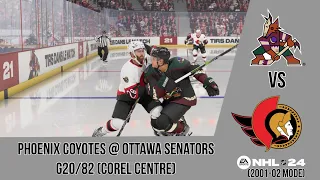 Phoenix Coyotes @ Ottawa Senators G20 NHL 24 (2001-02 mode)