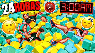 24 HORAS en un PARQUE DE CAMAS ELÁSTICAS⏰| Parkour Vlog