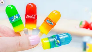 Miniature Fruit Jelly Honey 🌈 Using Coca Cola Fanta Pepsi To Make Rainbow Ice Cream