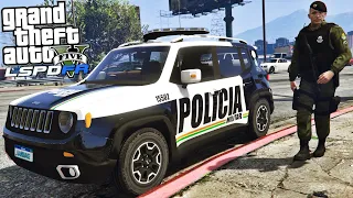 GTA V PMCE - MOTOQUEIRO FUROU A BARREIRA DURANTE PERSEGUIÇÃO E FOI ALVEJADO POR POLICIAIS NA BLITZ