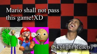Mario Lost His Sanity! SMG4: Mario Plays Baldi's Basics | (Skylight Reacts)