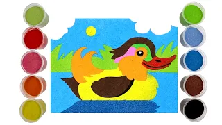 Sand Drawing of Ducks | Mandarin Duck | Drawing a Beautiful Duck for Kids | Donald Duck