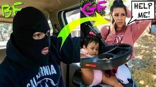 I Followed My GIRLFRIEND & BABY DISGUISED As A ROBBER!! **COPS ACTUALLY SHOWED UP!!**